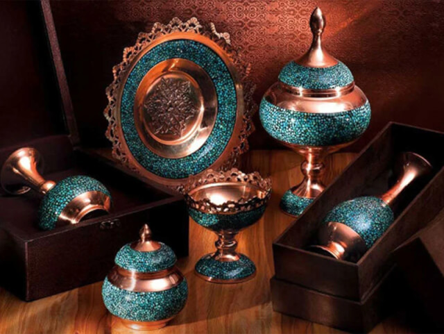 ظروف مسی با فیروزه