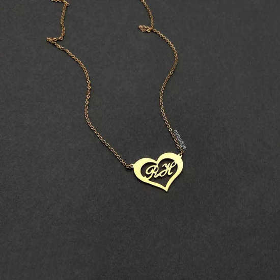 خرید آنلاین گردنبند زنانه قلب با حروف طلا