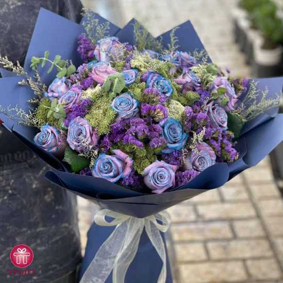 خرید اینترنتی دسته گل رز آبی تهران