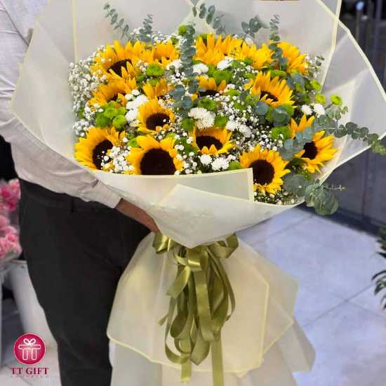 دسته گل آفتابگردان و داوودی ژیکان