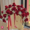 باکس گل رز قرمز و ژیپسوفیلا بهگل