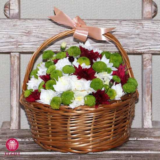 سبد گل داوودی ارزان جیران برای تشکر