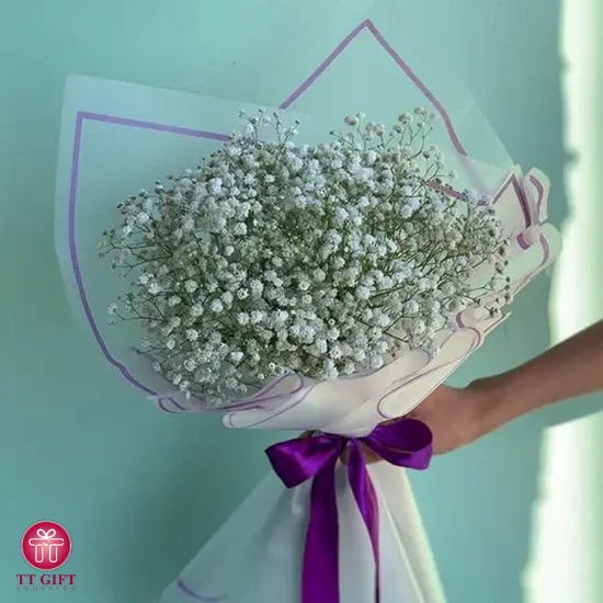 دسته گل ارزان ژیپسوفیلا سفید بوژنه برای تولد