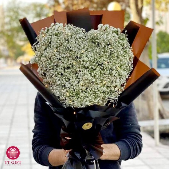 دسته گل ژیپسوفیلا سفید قلبی هیلاری