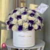 باکس گل رز سفید و بنفش سینا