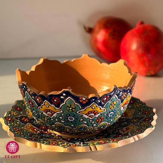 ست 2 تکه کاسه و بشقاب میناکاری