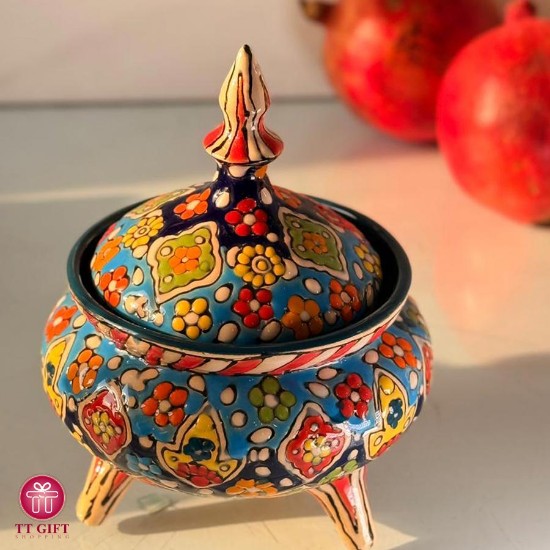 تصویر  شکلات خوری میناکاری مدل پایه دار میناکاری