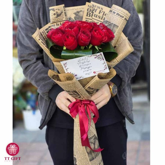 دسته گل رز قرمز الینا برای تشکر