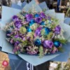 تصویر  دسته گل رز آبی و بنفش آبتین برای تولد