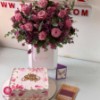 تصویر  پکیج کیک و باکس گل شرمیلا