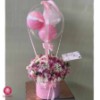Picture of White and Pink Chrysanthemum and Lisianthus Flower Box with Balloon